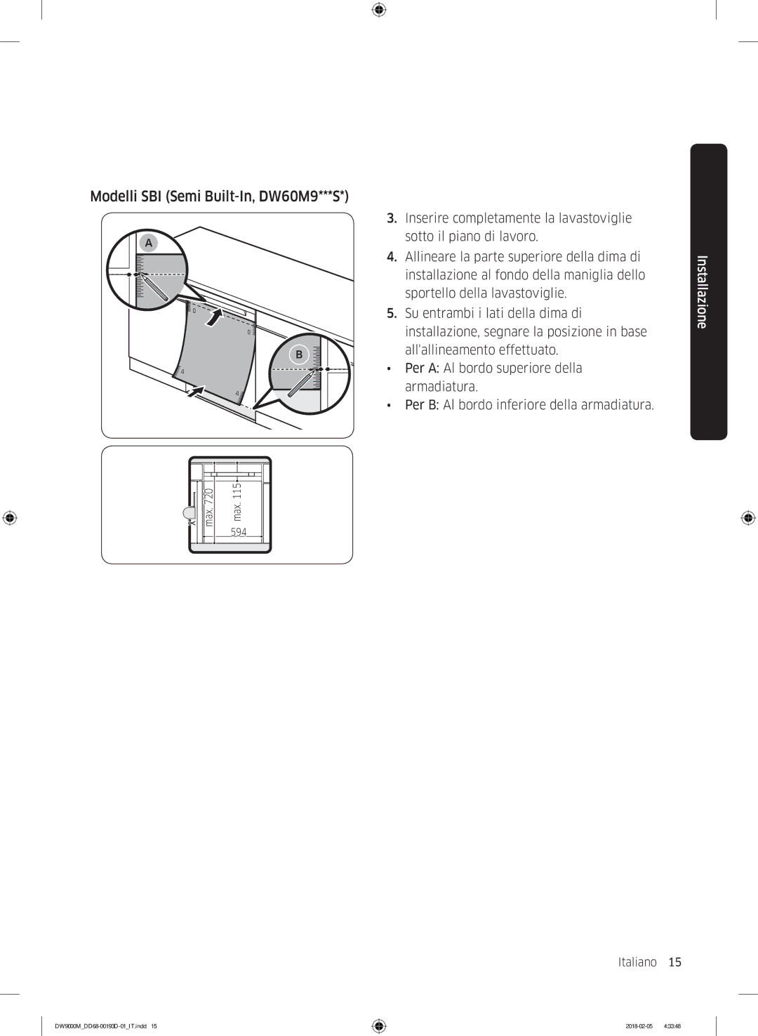 Samsung DW60M9530BB/ET, DW60M9970US/ET, DW60M9550BB/ET manual Italiano 15  